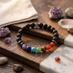 7 Chakra With Lava Bracelet 8 mm Beads