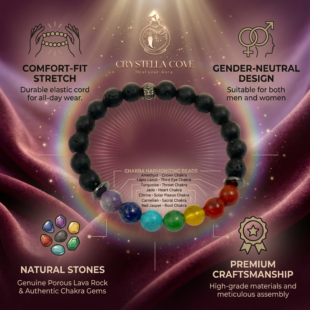 7 Chakra With Lava Bracelet 8 mm Beads