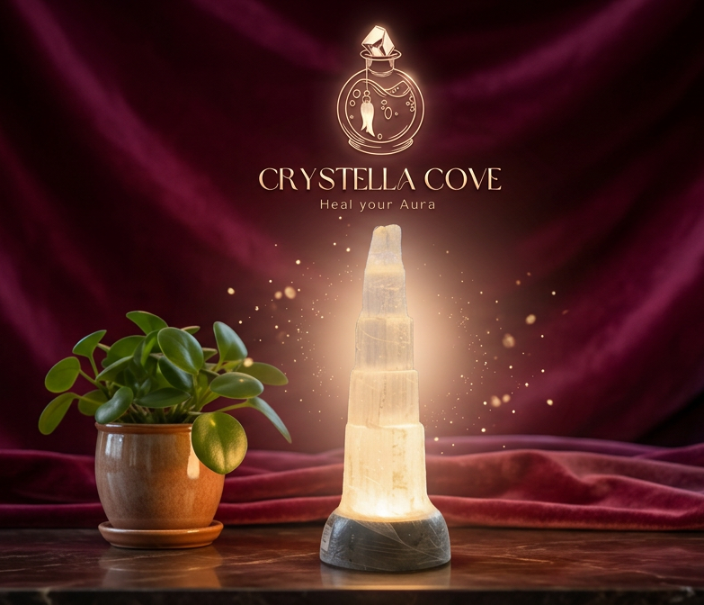 Selenite Crystal Tower Lamp