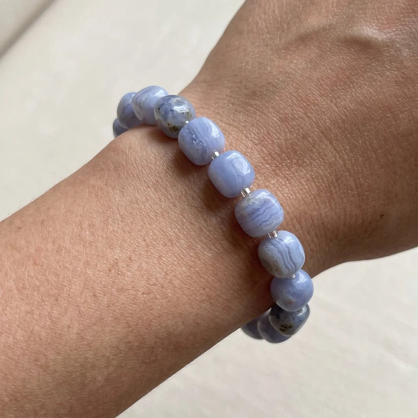 Blue Lace Agate Bracelet Tumble Beads