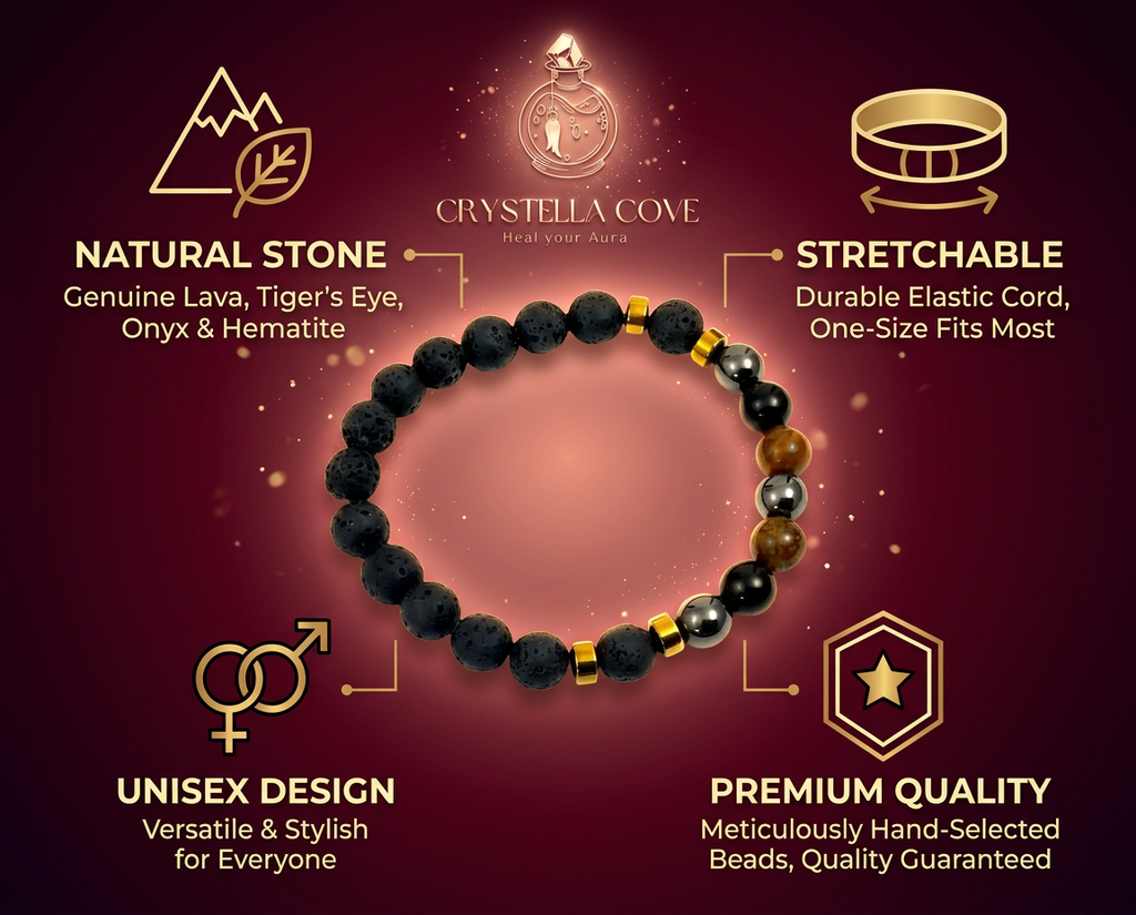 Triple Protection with Lava Bracelet 8 MM Beads